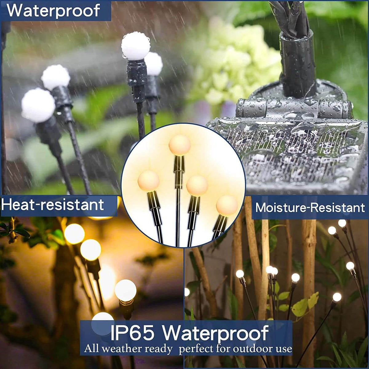 Solar lights in flower bed
