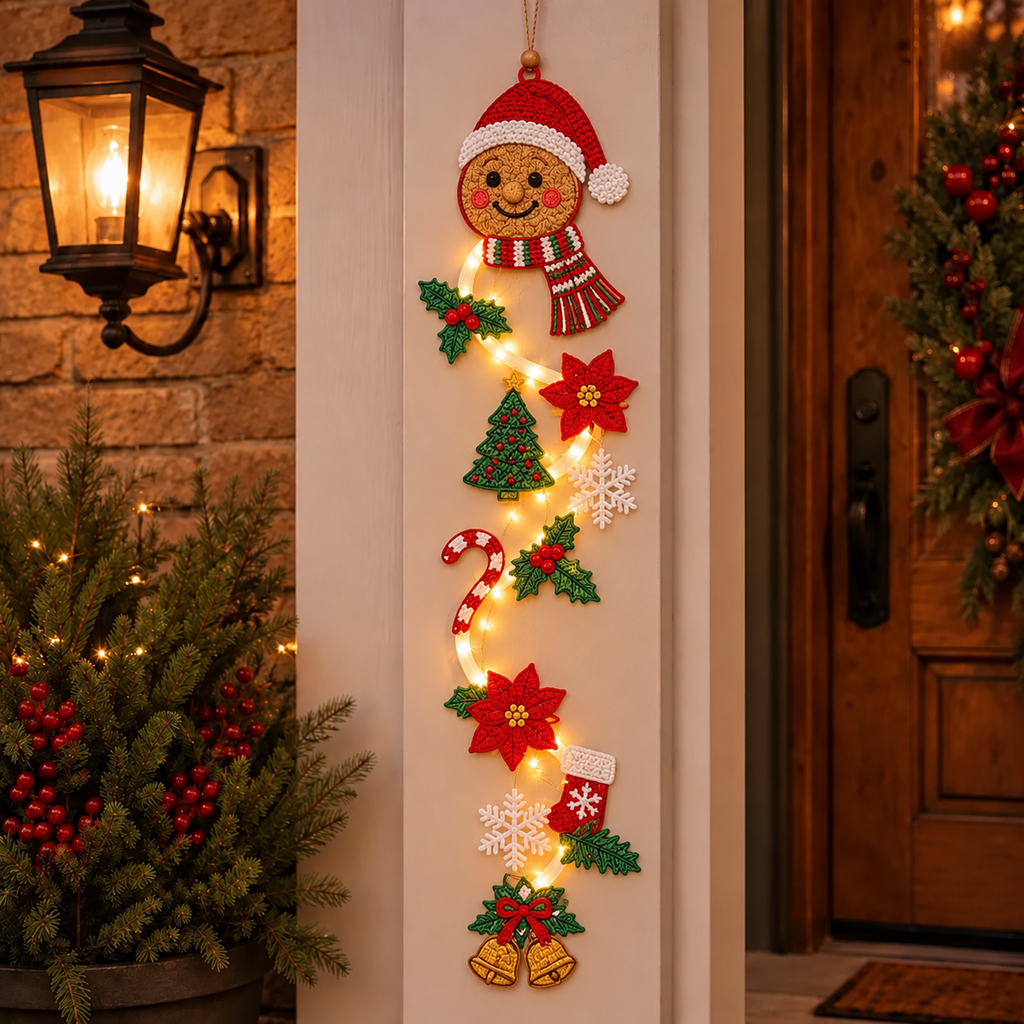 Light-up Christmas door hanger