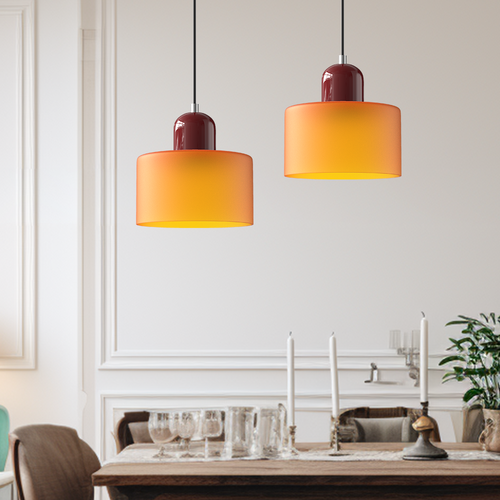 Colored glass Bauhaus style pendant light