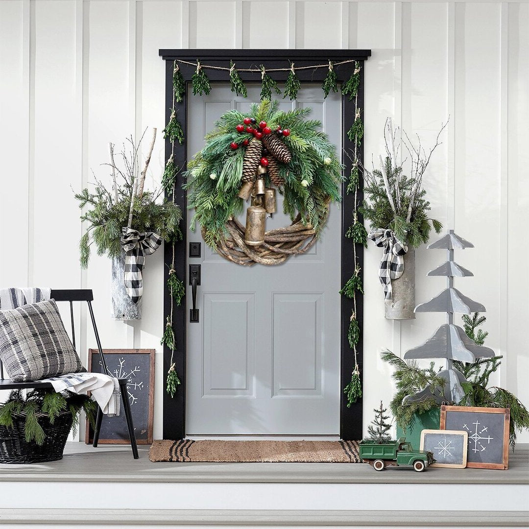 Christmas wreath with gold bells