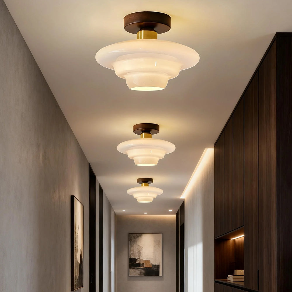 Walnut flush mount ceiling light