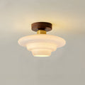 Walnut and glass ceiling light