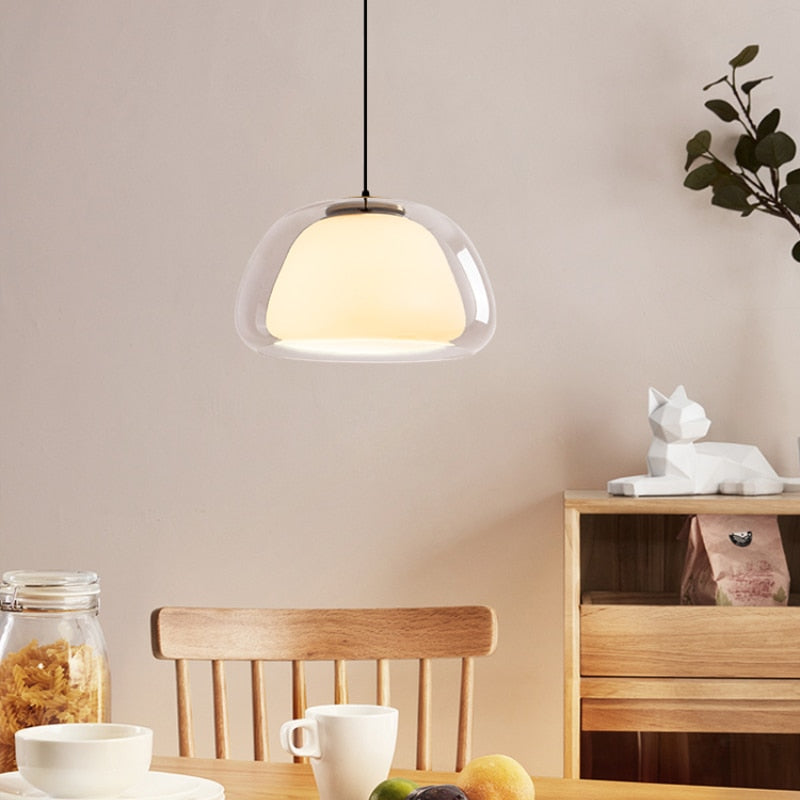 Dome pendant light in smoke glass