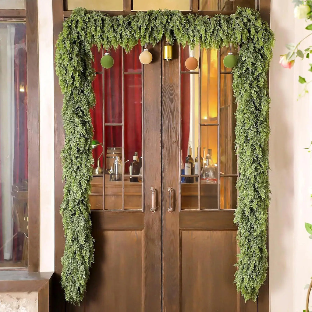 Christmas garland on staircase