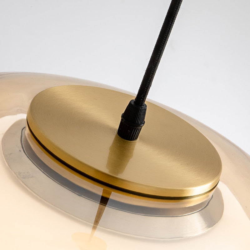 Rippled glass dome pendant