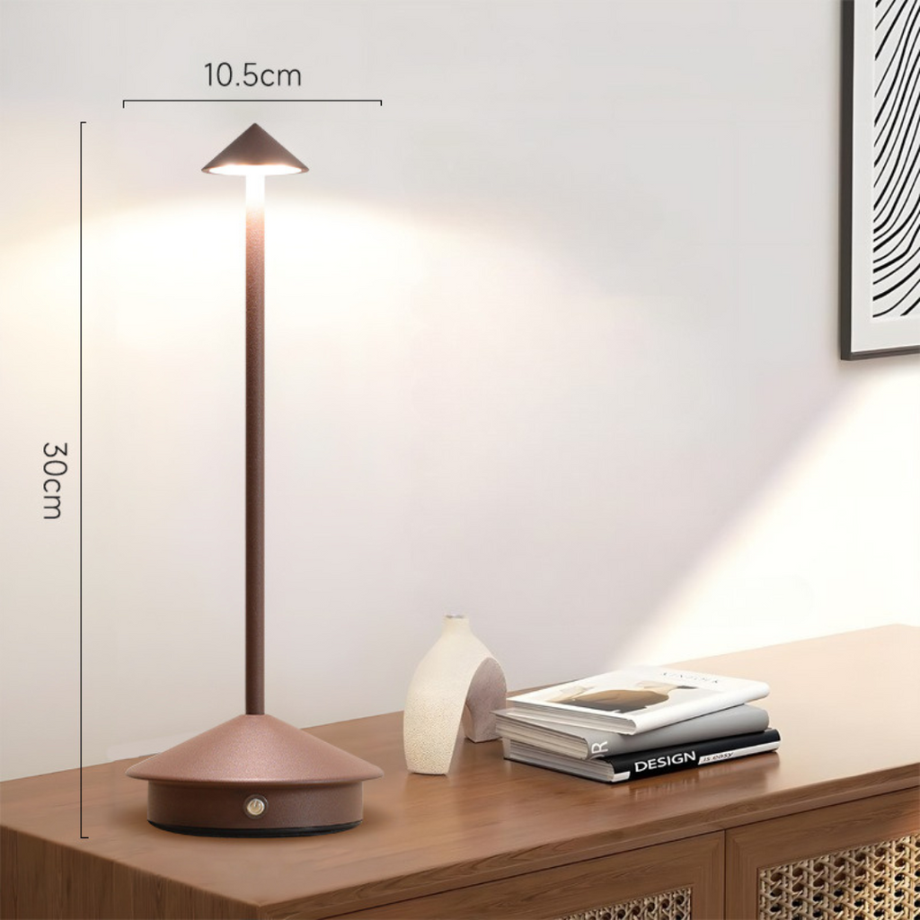 Cordless LED table lamp in brown