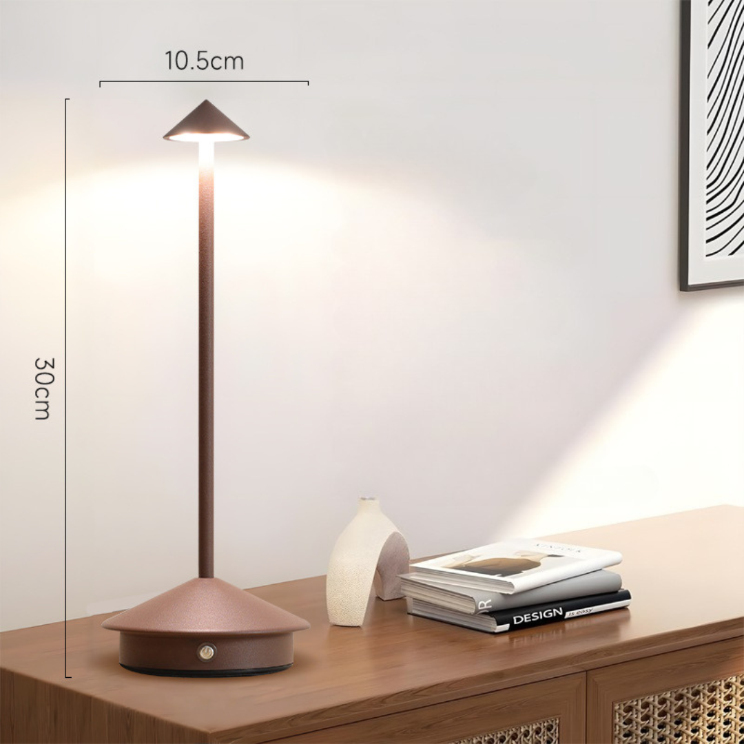 Cordless LED table lamp in brown