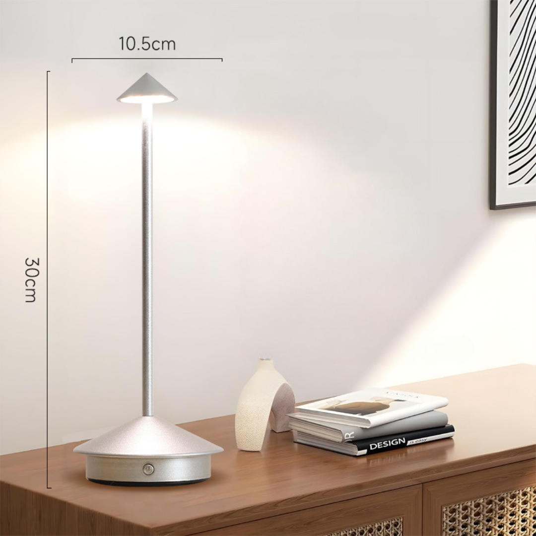 Cordless LED table lamp in silver