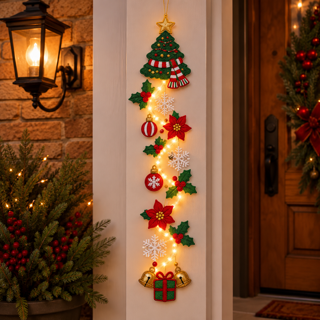 Light-up Christmas door hanger