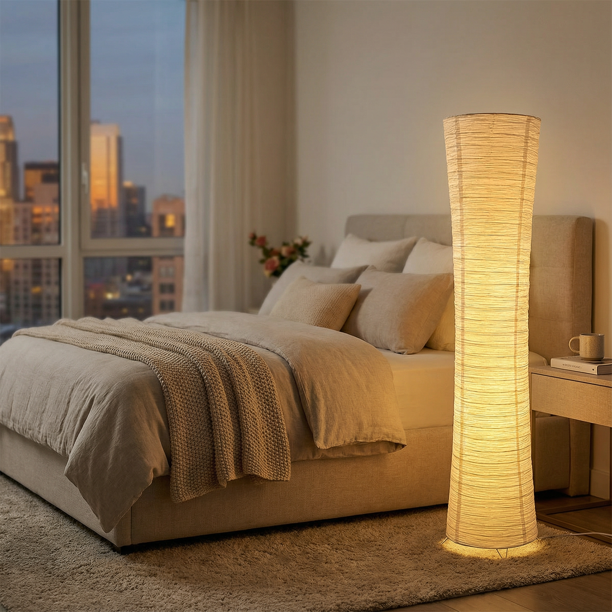 Floor lamp in bedroom