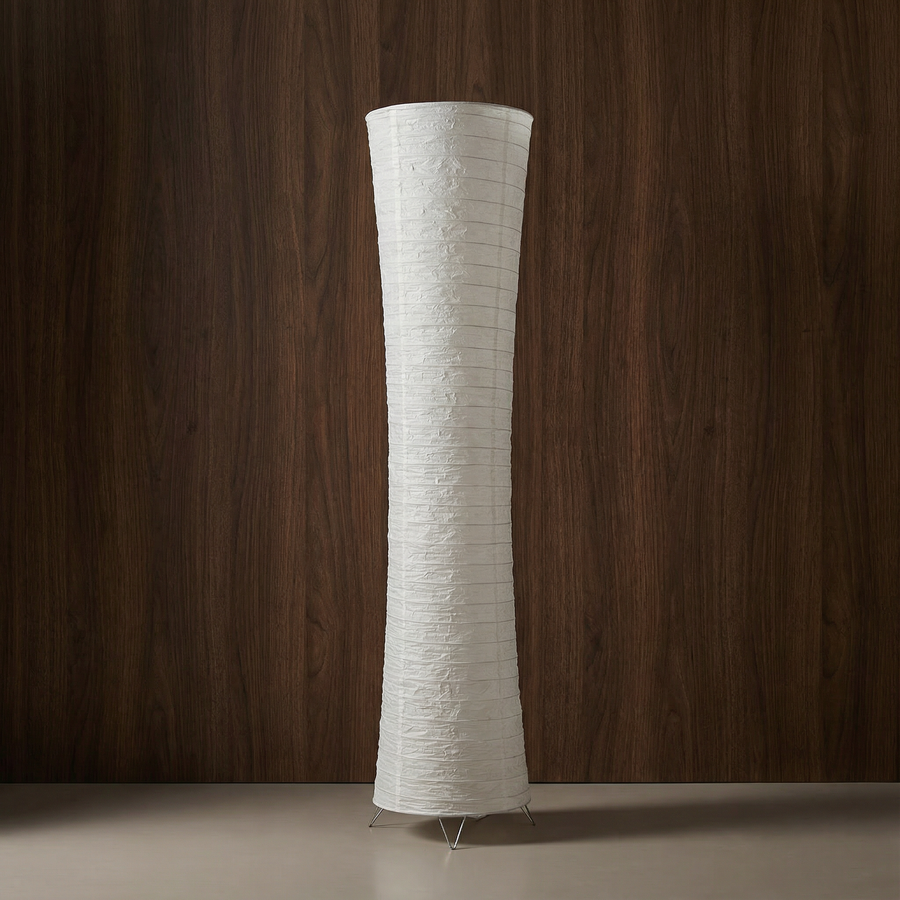 Rice paper floor lamp in living room