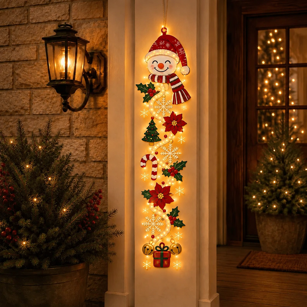 Light-up Christmas door hanger
