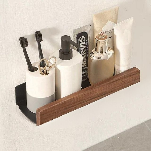 Solid wood bathroom shelf